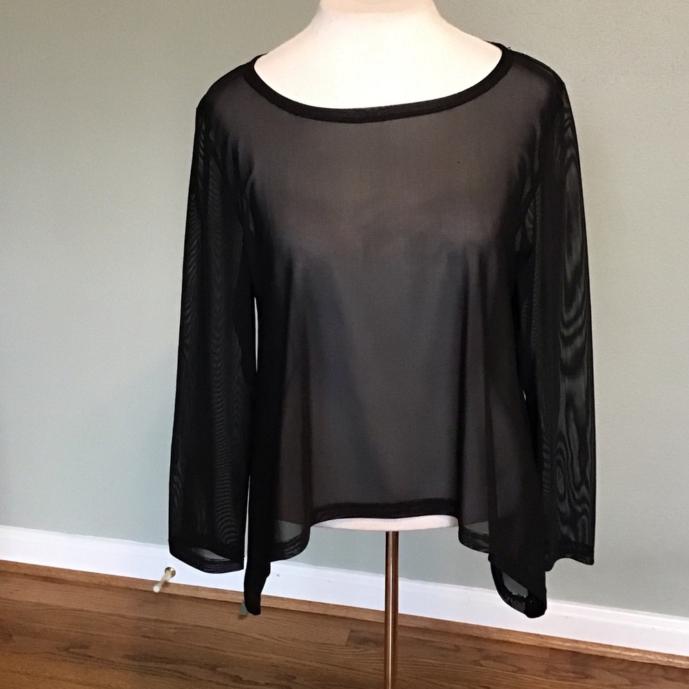 Kozan Mila Topper Black Mesh Round Neck Long Sleeves Women's Medium